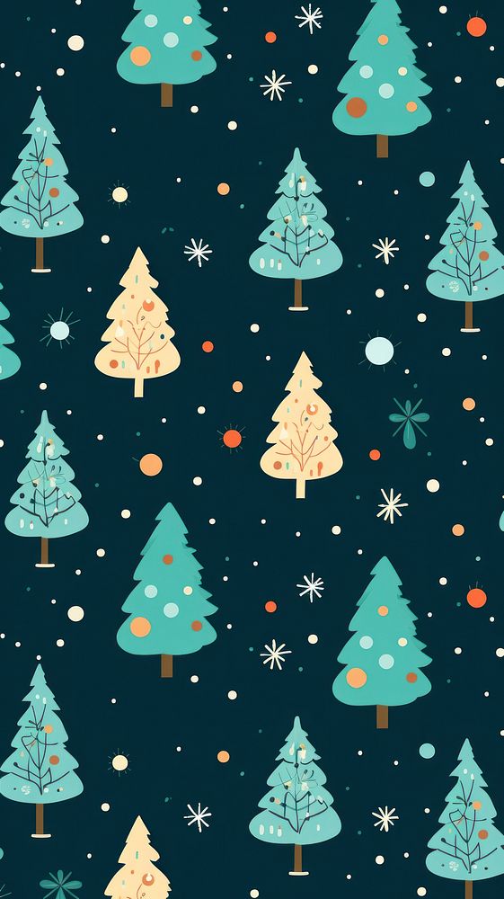 Christmas tree pattern wallpaper illuminated backgrounds celebration. AI generated Image by rawpixel.