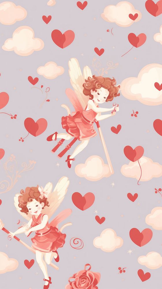 Cute cupid pattern wallpaper backgrounds | Free Photo Illustration