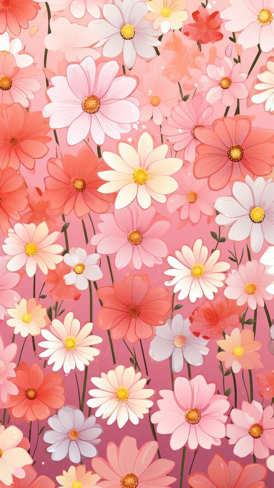 Flower wallpaper outdoors blossom pattern. AI generated Image by rawpixel.