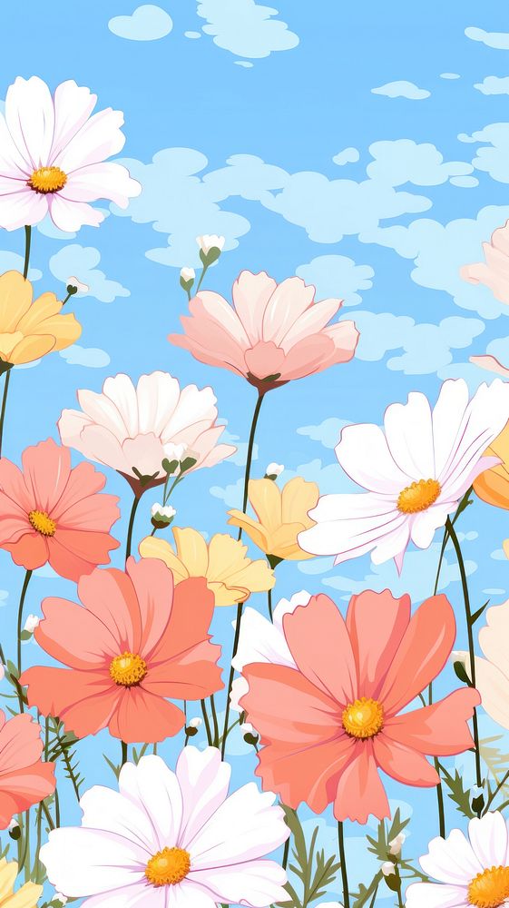 Flower wallpaper outdoors blossom nature. AI generated Image by rawpixel.