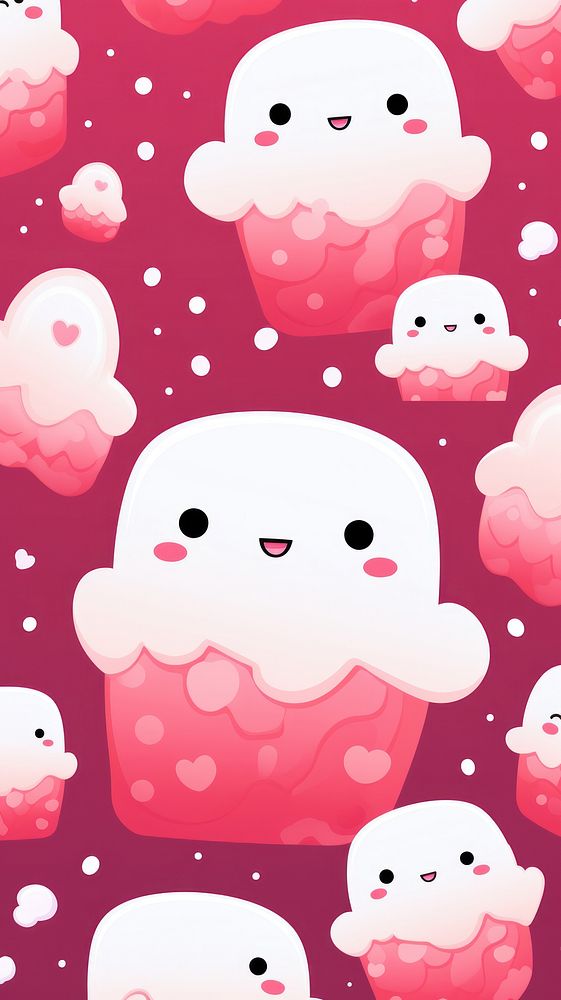 Marshmellow with face pattern wallpaper backgrounds outdoors cartoon. AI generated Image by rawpixel.