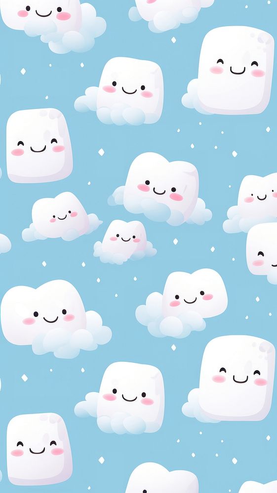 Marshmellow with face pattern wallpaper backgrounds happiness outdoors. AI generated Image by rawpixel.