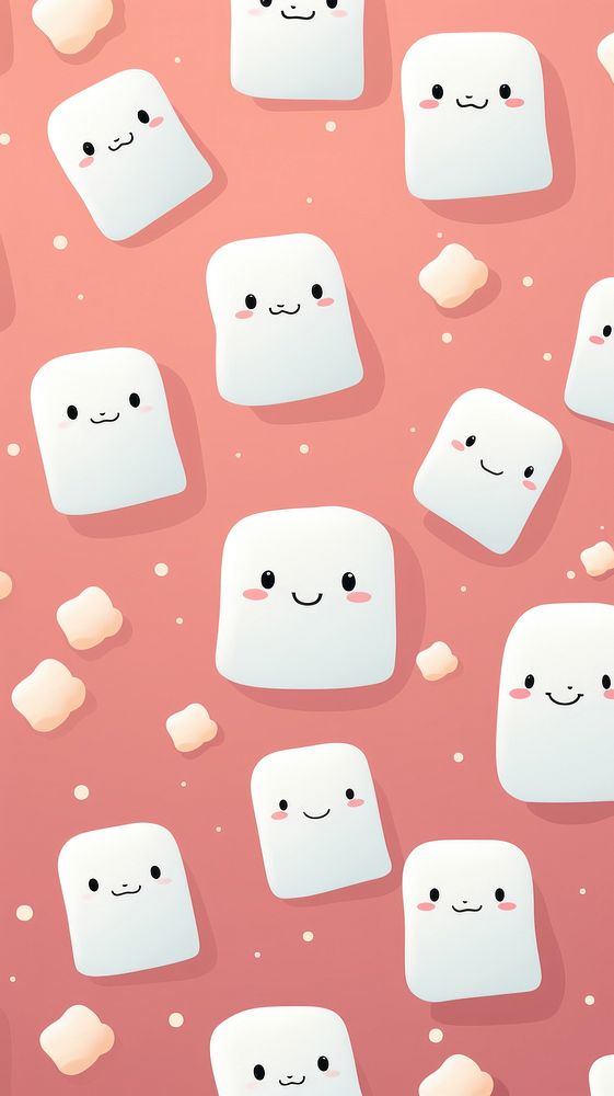 Marshmellow with face pattern wallpaper food confectionery backgrounds. AI generated Image by rawpixel.