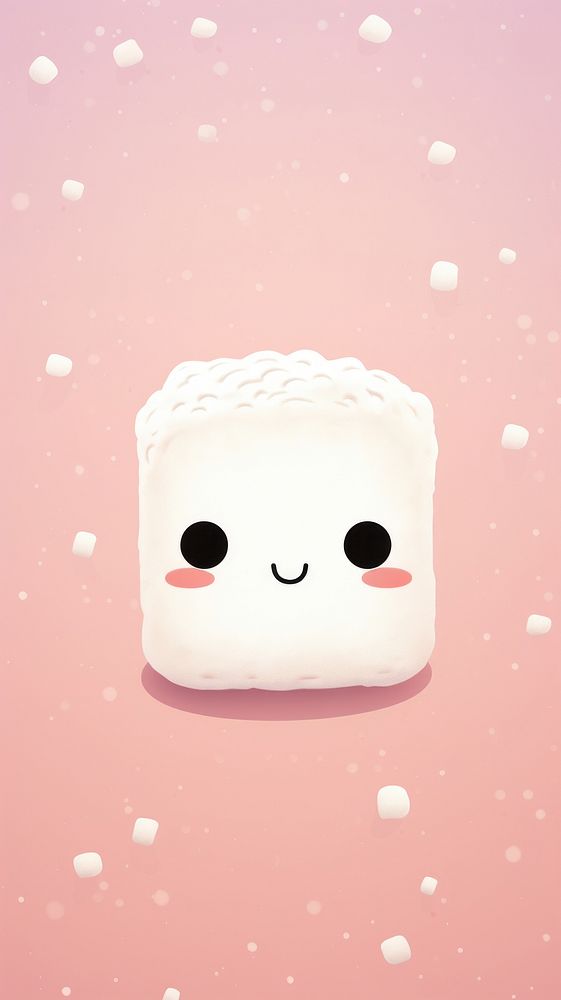 Cute marshmellow with face wallpaper anthropomorphic portrait outdoors. AI generated Image by rawpixel.