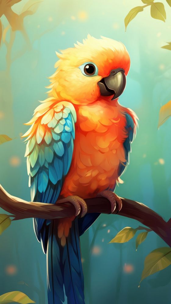 Parrot wallpaper animal bird beak. AI generated Image by rawpixel.