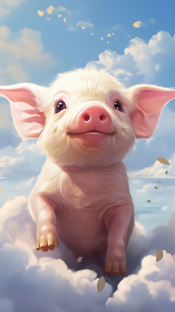 Cute pig wallpaper animal mammal portrait. AI generated Image by rawpixel.
