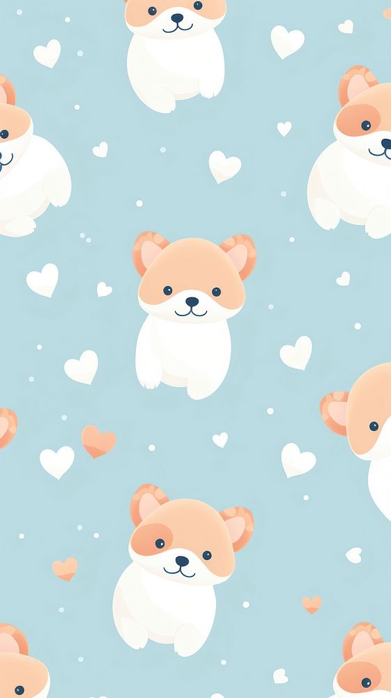 Cute puppy pattern wallpaper mammal backgrounds carnivora. AI generated Image by rawpixel.