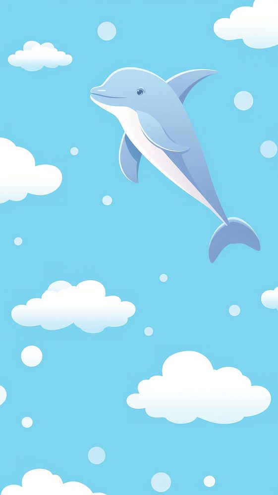 Cute simple dolphin pattern wallpaper animal backgrounds underwater. AI generated Image by rawpixel.