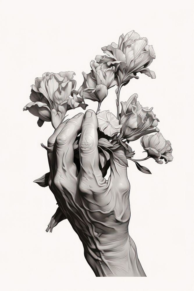 Illustration of a hand drawing flower sketch. AI generated Image by rawpixel.