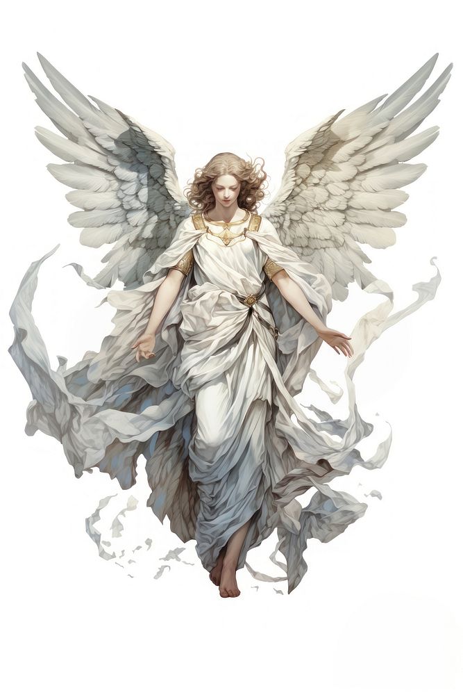A roman angel adult white background representation. AI generated Image by rawpixel.