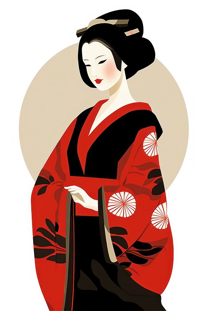 Isolated 1740s smiling woman in kimono fashion adult robe. AI generated Image by rawpixel.