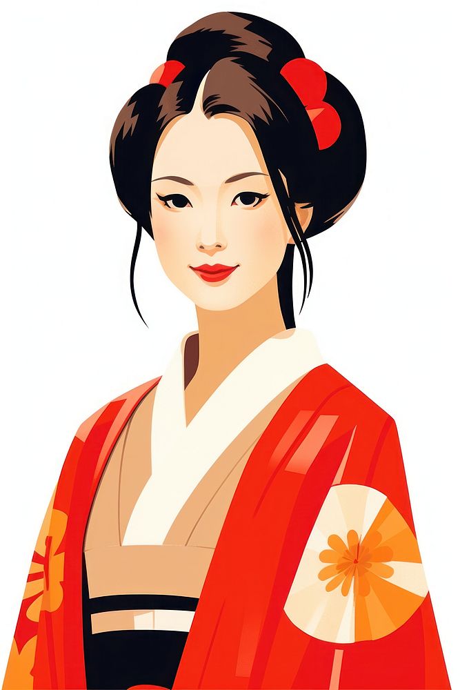 Isolated 1740s smiling woman in kimono fashion adult robe. AI generated Image by rawpixel.