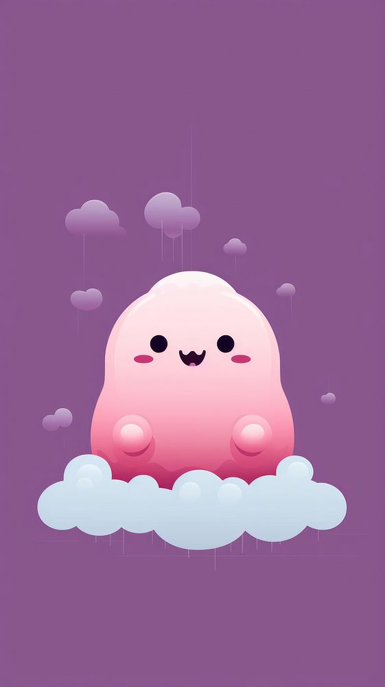 Simeple cute wallpaper on solid background cartoon purple recreation. AI generated Image by rawpixel.