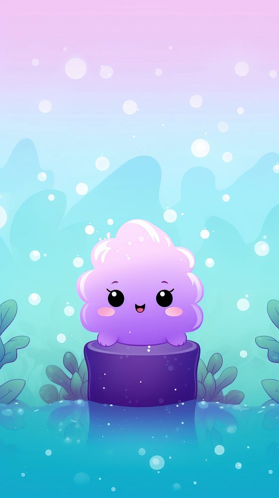 Simeple cute wallpaper on solid background outdoors cartoon purple. AI generated Image by rawpixel.