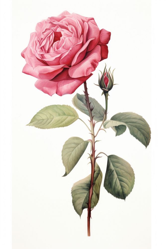 Rose painting flower plant. AI generated Image by rawpixel.