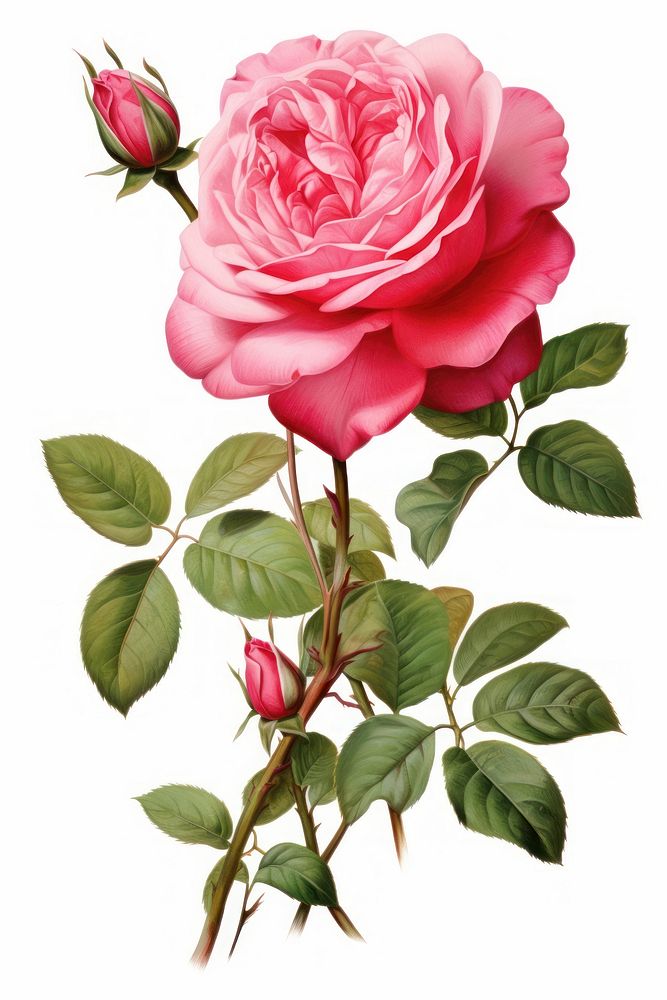 Rose flower plant white background. AI generated Image by rawpixel.