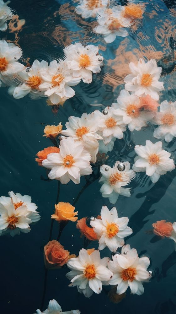 Flowers in water outdoors nature petal. AI generated Image by rawpixel.