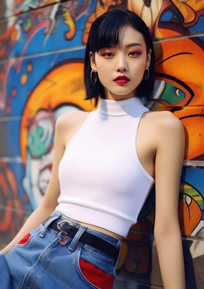 Japanese young woman portrait fashion photo. AI generated Image by rawpixel.