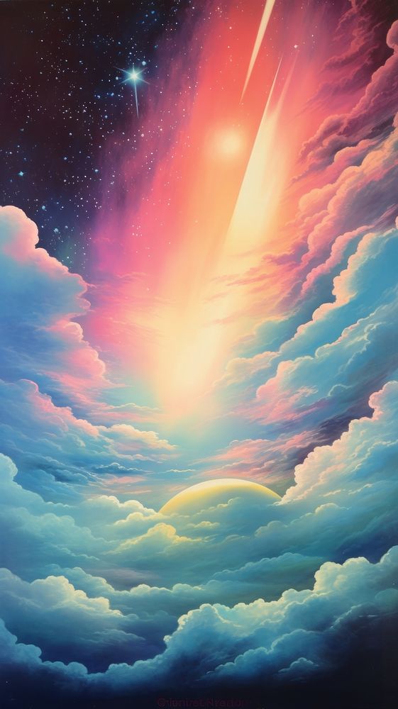 Sky dreamyl of galaxy astronomy rainbow nature. AI generated Image by rawpixel.