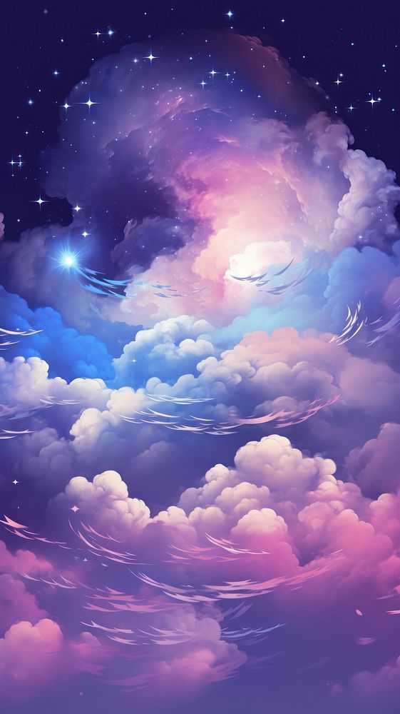 Space with the moon purple cloud nature. AI generated Image by rawpixel.