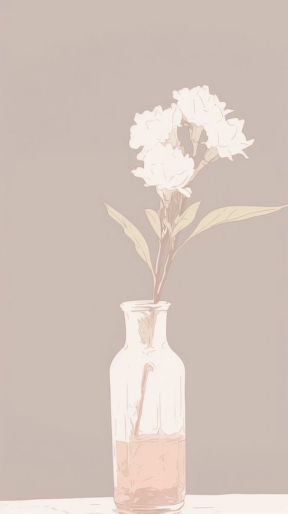 Flower in the vase plant pink wall. AI generated Image by rawpixel.