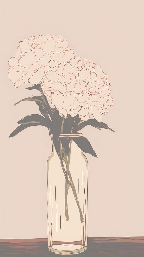 Flower in the vase painting drawing sketch. AI generated Image by rawpixel.