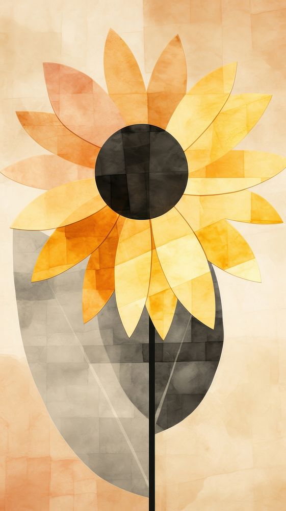 A sunflower abstract painting plant. AI generated Image by rawpixel.