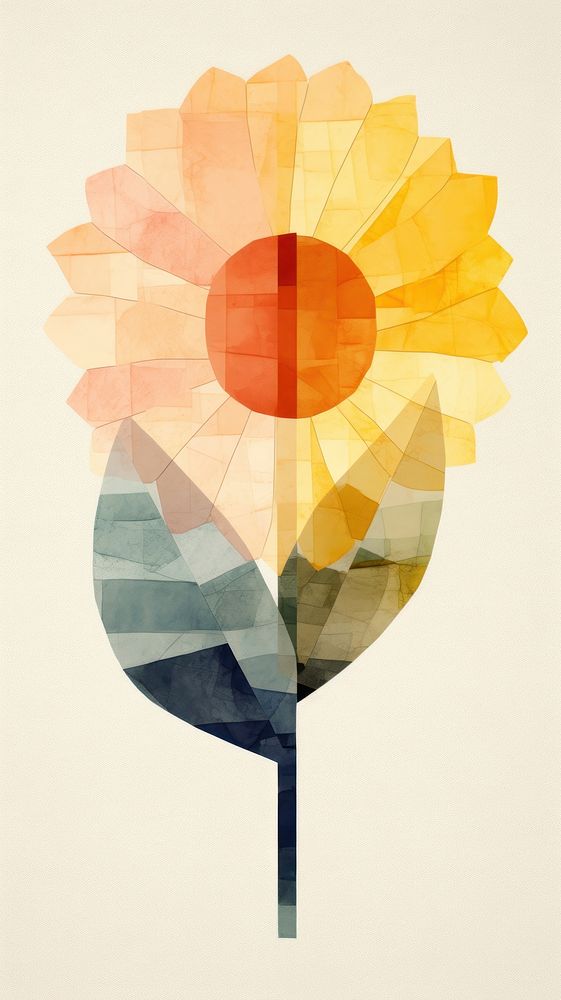 A sunflower painting shape plant. AI generated Image by rawpixel.