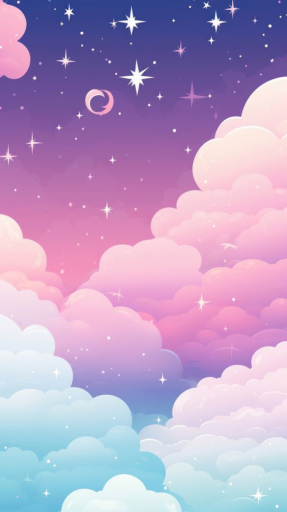 Sky filled clouds and stars | Free Photo Illustration - rawpixel