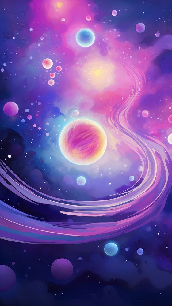 Space with planets and planets purple astronomy universe. AI generated Image by rawpixel.