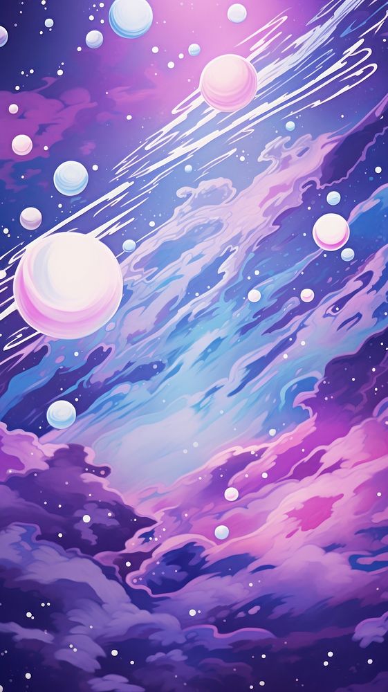 Astronaut flying around space with planets and planets purple pattern backgrounds. AI generated Image by rawpixel.