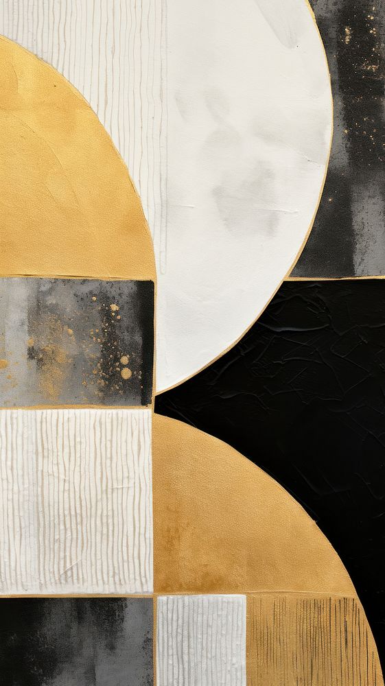 Black and gold abstract painting collage. 