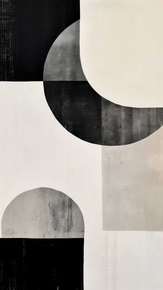 Black and white abstract collage shape. 