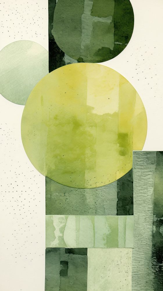 Green abstract painting collage. 