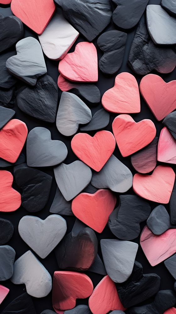 Hearts black color shape backgrounds repetition. AI generated Image by rawpixel.