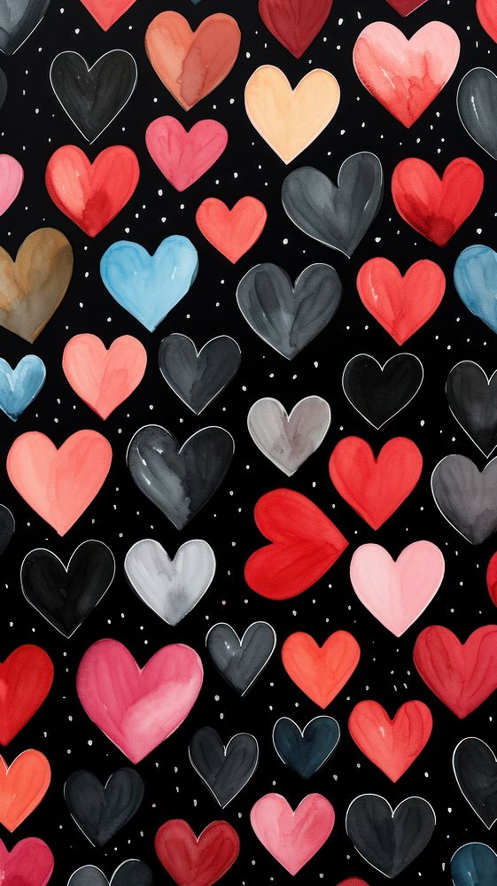 Hearts black color shape arrangement backgrounds. AI generated Image by rawpixel.