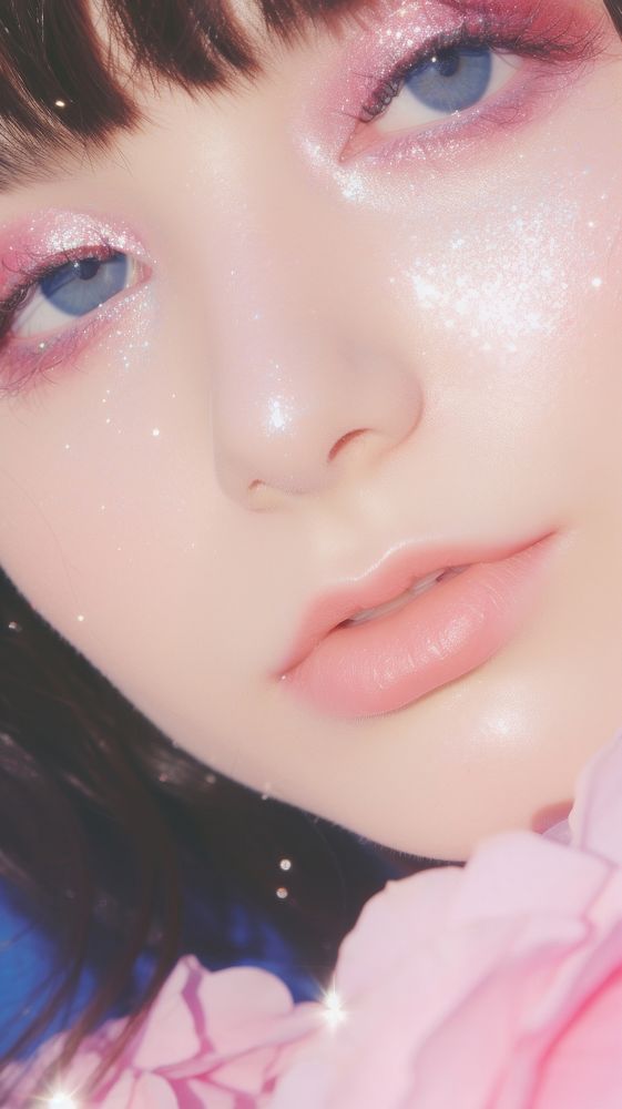 Rose aesthetic glitter and diamond portrait photo skin. AI generated Image by rawpixel.