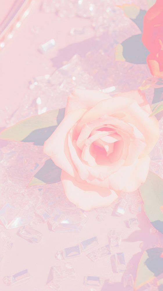 Rose aesthetic glitter and diamond flower petal plant. AI generated Image by rawpixel.