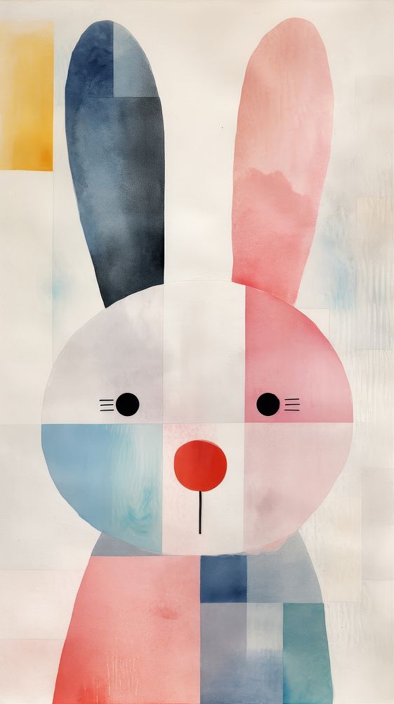 Cute rabbit painting collage art. AI generated Image by rawpixel.