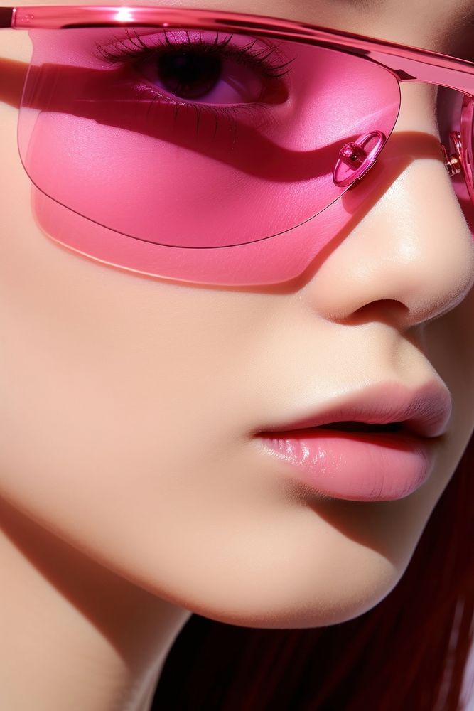 A Japanese woman south east asian wear fashionable pink sunglasses eyebrow adult accessories. AI generated Image by rawpixel.