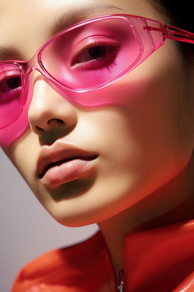 A woman south east asian wear fashionable pink sunglasses eyebrow adult accessories. AI generated Image by rawpixel.