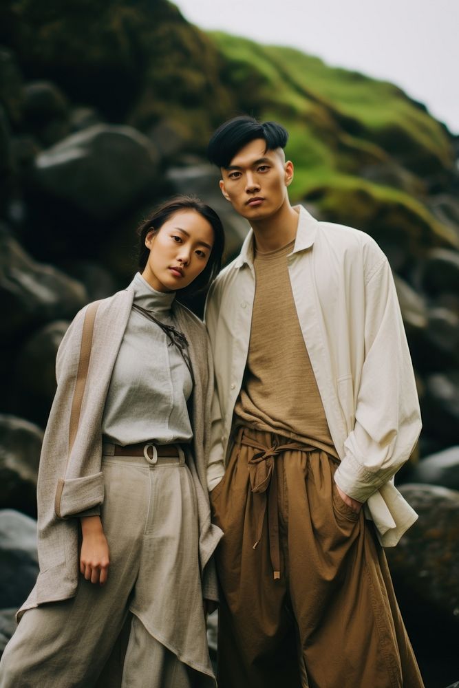 Young Japanese couple portrait fashion nature. AI generated Image by rawpixel.