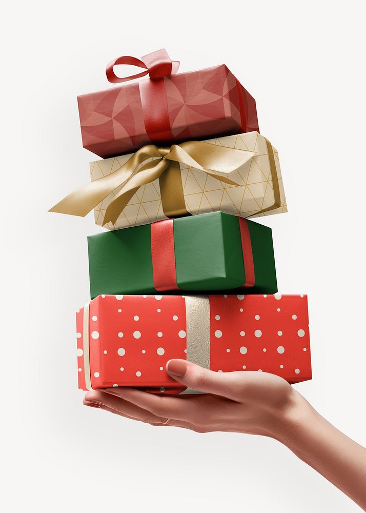 Stacked gift boxes mockup psd