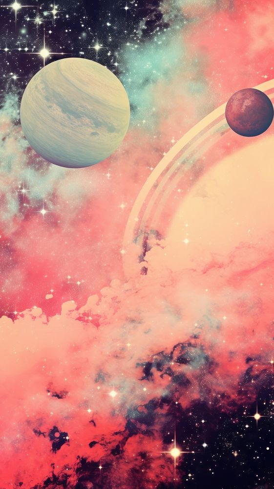 Retro dreamy galaxy background astronomy universe outdoors. AI generated Image by rawpixel.