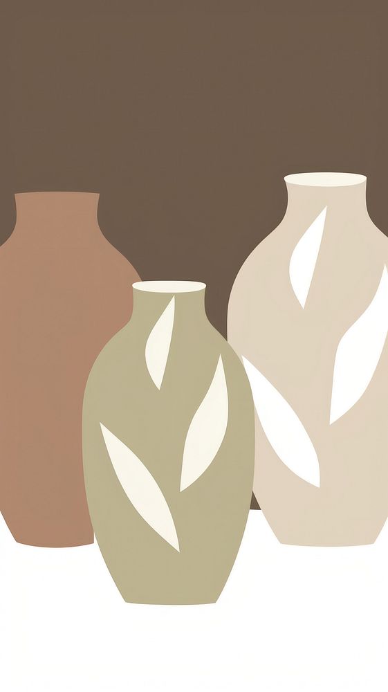 Clay vases leaves art pottery jar. AI generated Image by rawpixel.