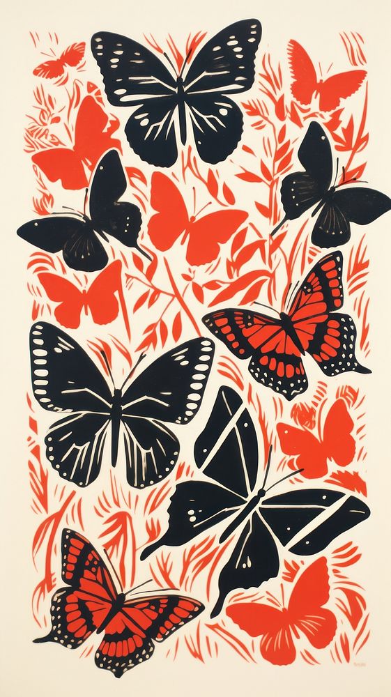 Many butterflies butterfly pattern drawing. AI generated Image by rawpixel.