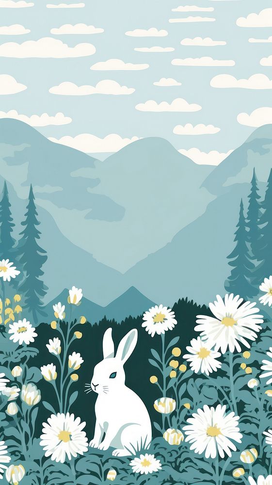 Many easter bunny pattern nature outdoors flower. AI generated Image by rawpixel.