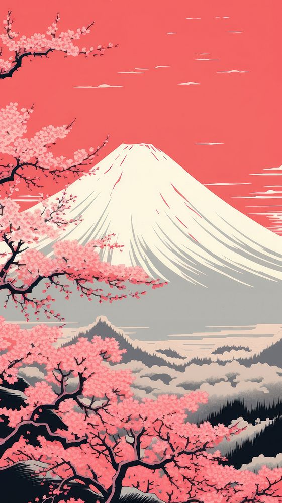 Mount fuji cherry blossom nature landscape outdoors. AI generated Image by rawpixel.