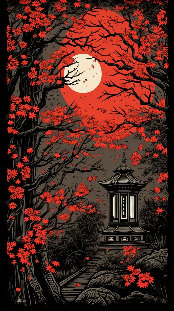 Old japanese street lantern temple nature outdoors night. AI generated Image by rawpixel.