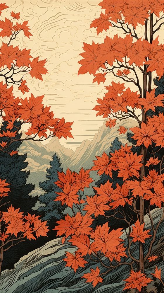 Autumn leaves painting nature plant. AI generated Image by rawpixel.